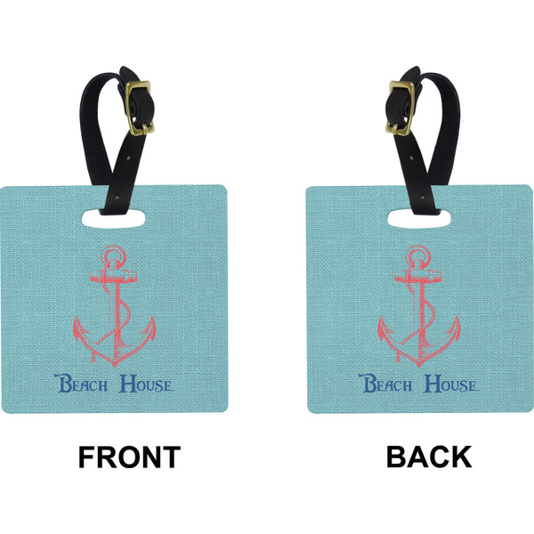 Chic Beach House Square Luggage Tag (Front + Back)