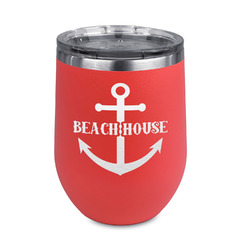 Chic Beach House Stemless Stainless Steel Wine Tumbler - Coral - Double Sided