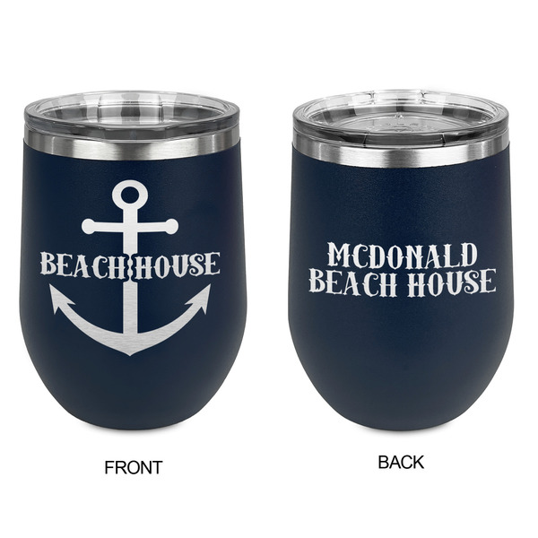 Chic Beach House Stainless Wine Tumblers - Navy - Double Sided - Approval