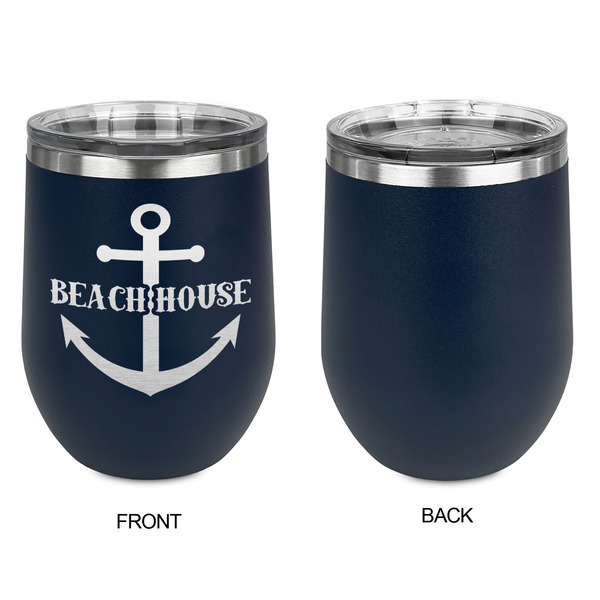 Chic Beach House Stainless Wine Tumblers - Navy - Single Sided - Approval