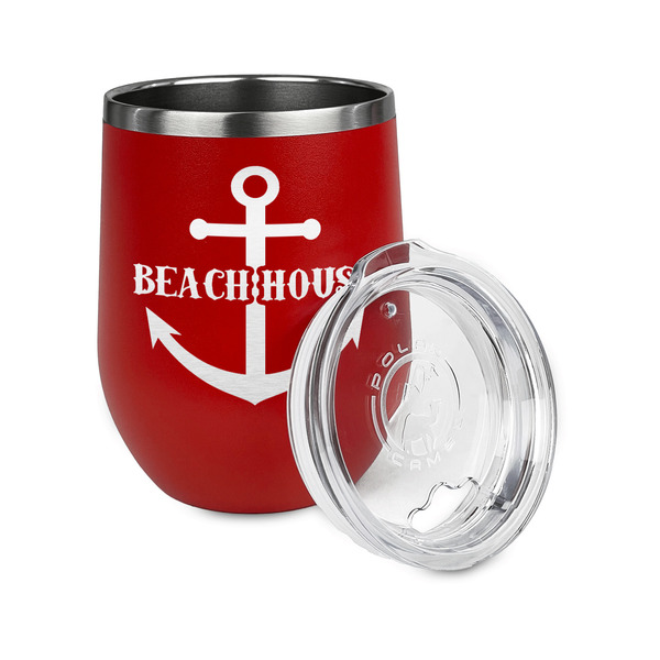 Chic Beach House Stainless Wine Tumblers - Red - Double Sided - Alt View