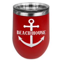 Chic Beach House Stemless Stainless Steel Wine Tumbler - Red - Double Sided
