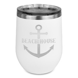 Chic Beach House Stemless Stainless Steel Wine Tumbler - White - Double Sided