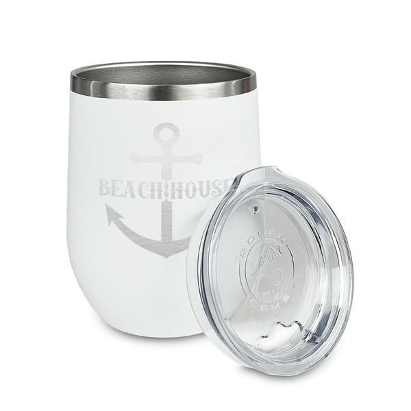 Chic Beach House Stainless Wine Tumblers - White - Single Sided - Alt View