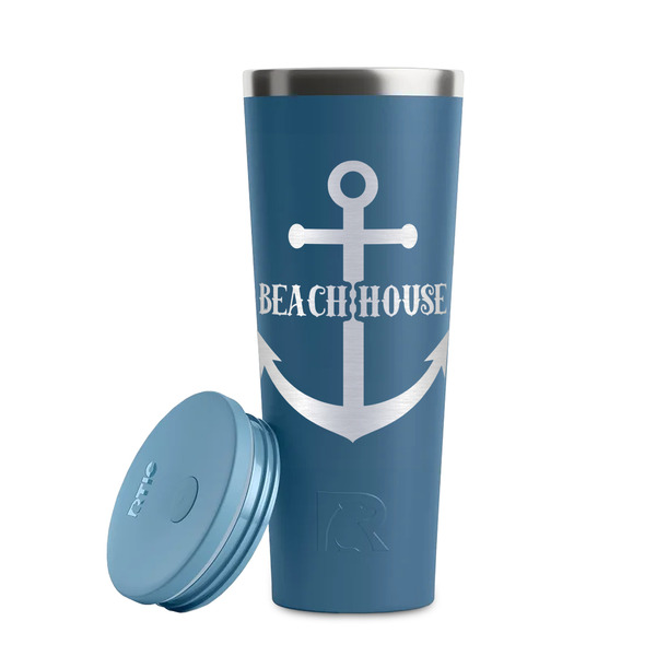 Chic Beach House Steel Blue RTIC Everyday Tumbler - 28 oz. - Lid Off