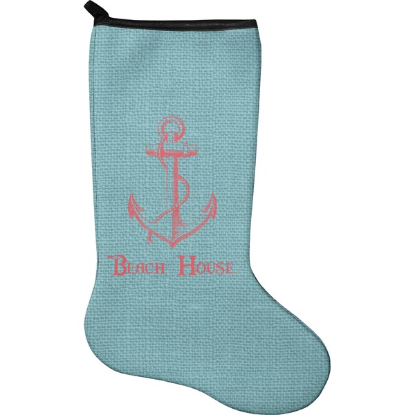 Custom Chic Beach House Holiday Stocking - Single-Sided - Neoprene