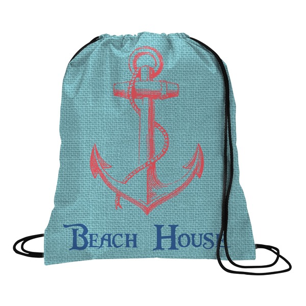 Custom Chic Beach House Drawstring Backpack - Medium