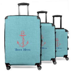 Chic Beach House 3 Piece Luggage Set - 20" Carry On, 24" Medium Checked, 28" Large Checked