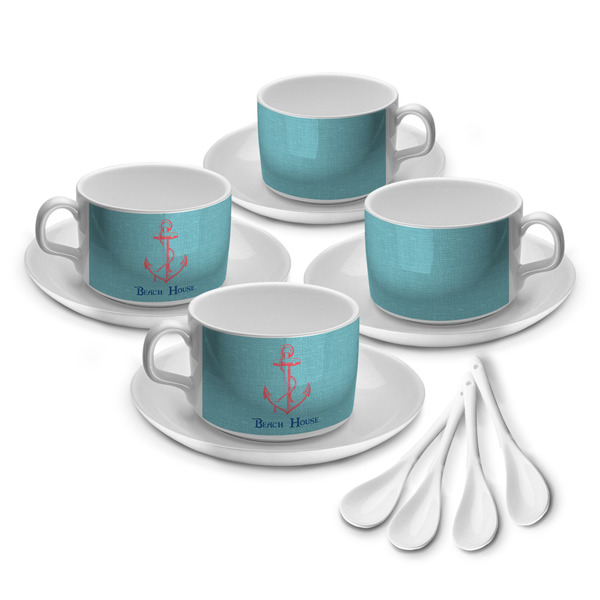 Custom Chic Beach House Tea Cup - Set of 4