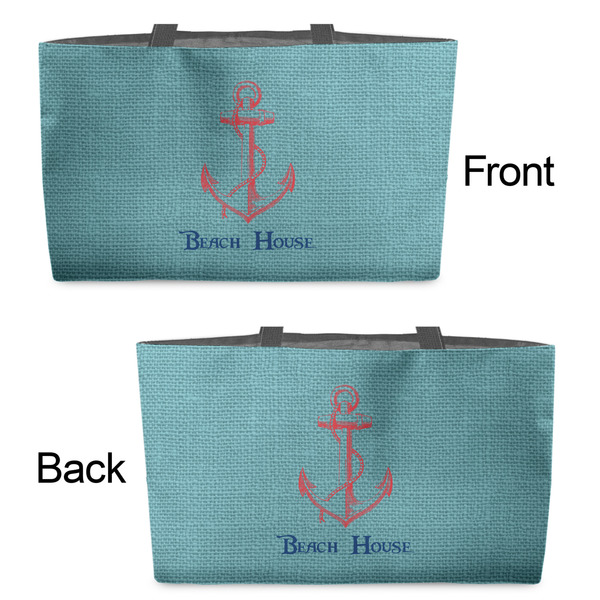 Chic Beach House Tote w/Black Handles - Front & Back Views