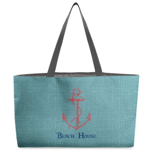 Custom Chic Beach House Beach Totes Bag - w/ Black Handles