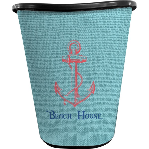 Chic Beach House Trash Can Black