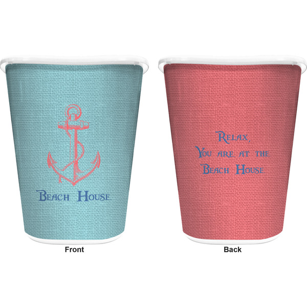 Chic Beach House Trash Can White - Front and Back - Apvl