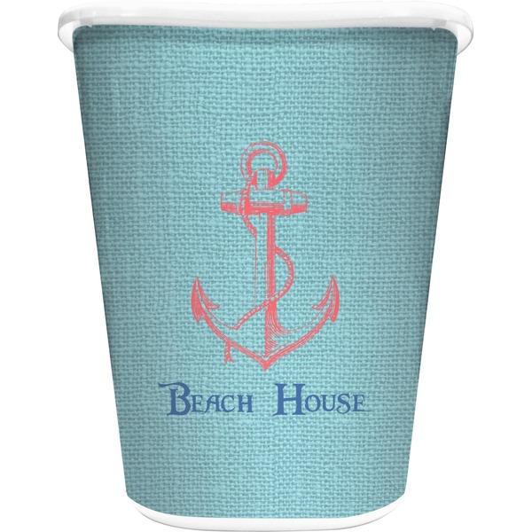 Custom Chic Beach House Waste Basket - Single Sided (White)