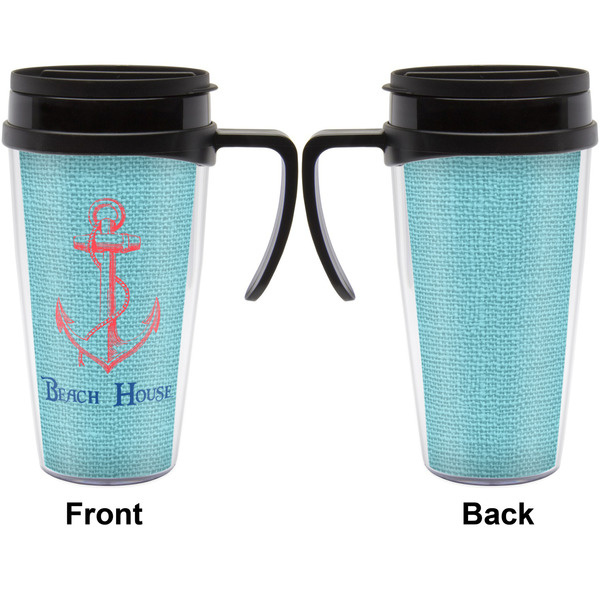 Chic Beach House Travel Mug with Black Handle - Approval