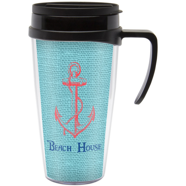 Custom Chic Beach House Acrylic Travel Mug with Handle