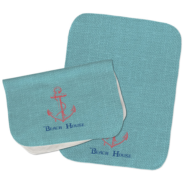 Chic Beach House Two Rectangle Burp Cloths - Open & Folded