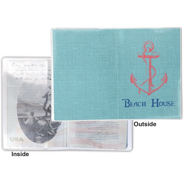 Chic Beach House Vinyl Passport Holder - Flat Front and Back