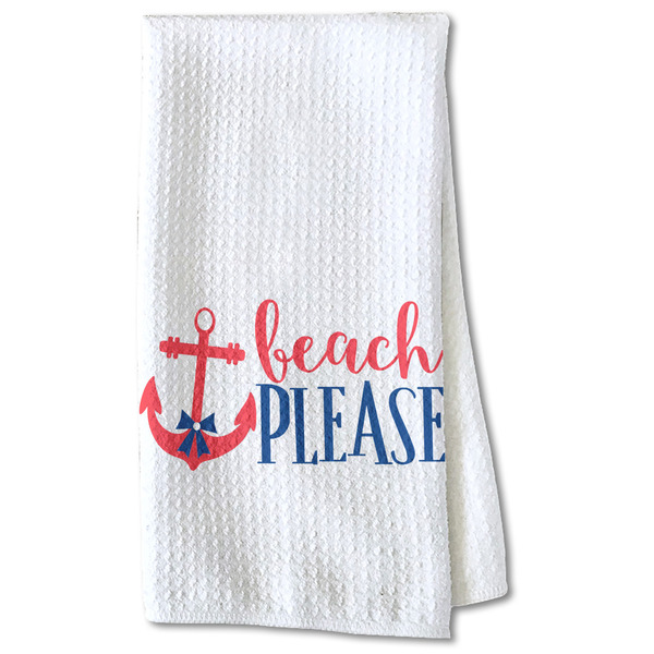 Custom Chic Beach House Kitchen Towel - Waffle Weave - Partial Print