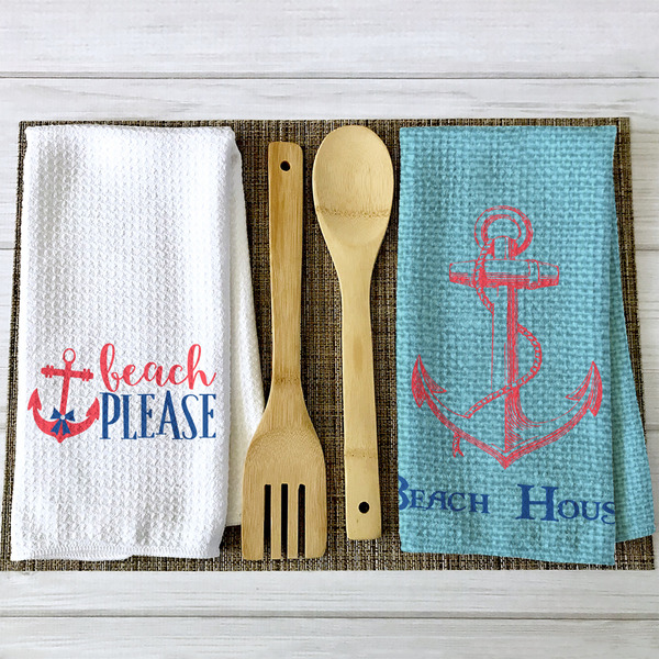 Chic Beach House Waffle Weave Towels - 2 Print Styles