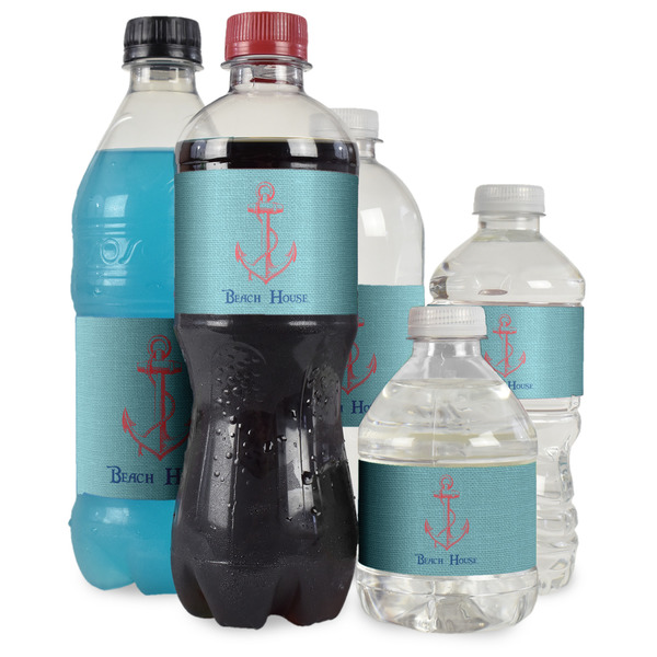 Chic Beach House Water Bottle Label - Multiple Bottle Sizes