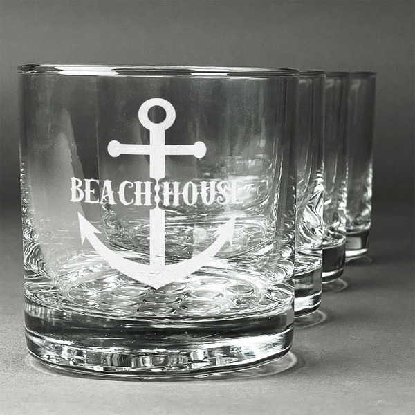 Custom Chic Beach House Whiskey Glasses (Set of 4)