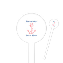 Chic Beach House 4" Round Plastic Food Picks - White - Single Sided