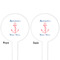 Chic Beach House White Plastic 4" Food Pick - Round - Double Sided - Front & Back