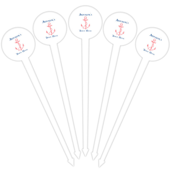 Chic Beach House White Plastic 4" Food Pick - Round - Fan View