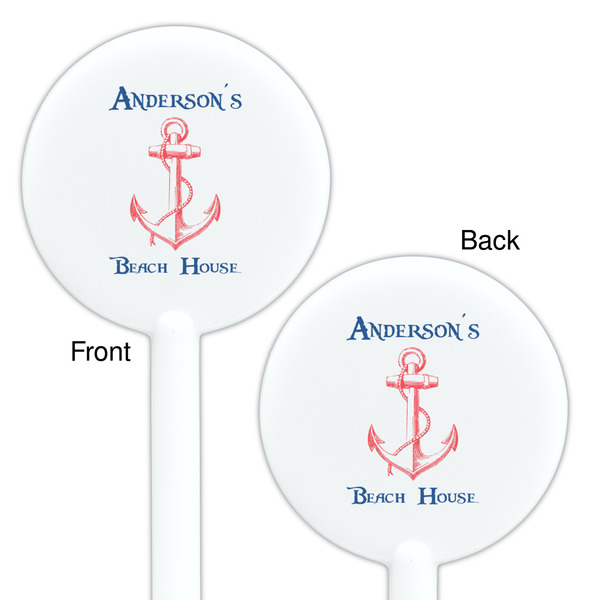 Chic Beach House White Plastic 5.5" Stir Stick - Double Sided - Round - Front & Back
