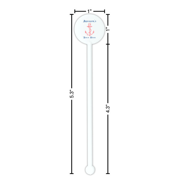 Chic Beach House White Plastic 5.5" Stir Stick - Round - Dimensions