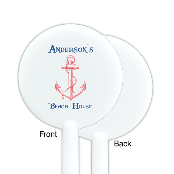 Chic Beach House White Plastic 5.5" Stir Stick - Single Sided - Round - Front & Back