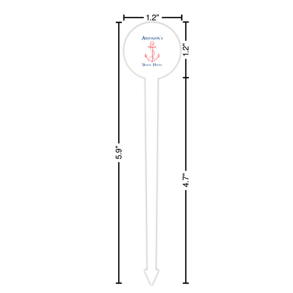 Chic Beach House White Plastic 6" Food Pick - Round - Dimensions