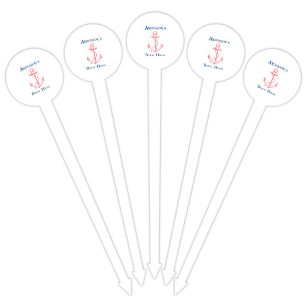 Chic Beach House White Plastic 6" Food Pick - Round - Fan View