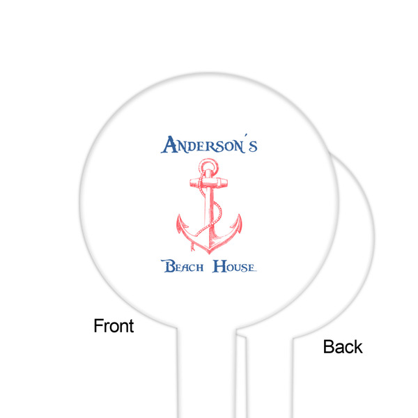 Chic Beach House White Plastic 6" Food Pick - Round - Single Sided - Front & Back