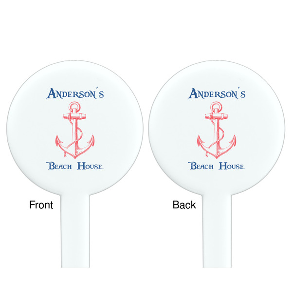 Chic Beach House White Plastic 7" Stir Stick - Double Sided - Round - Front & Back