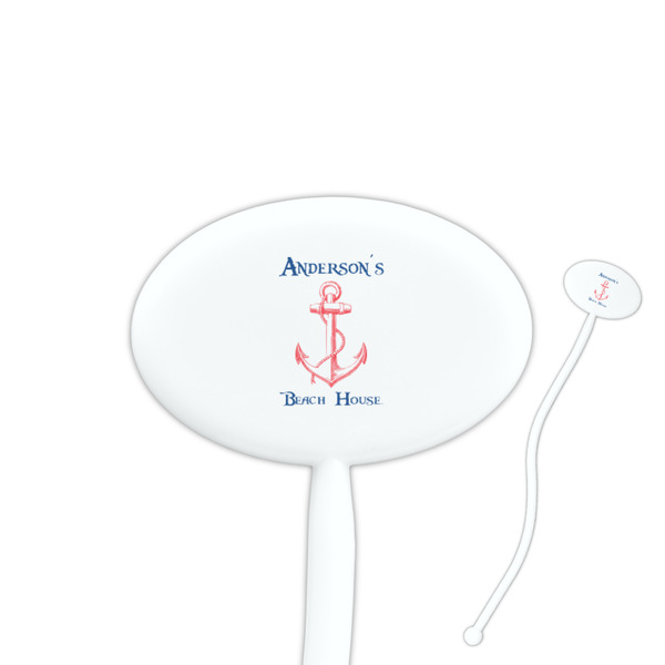 Custom Chic Beach House Oval Plastic Stir Sticks