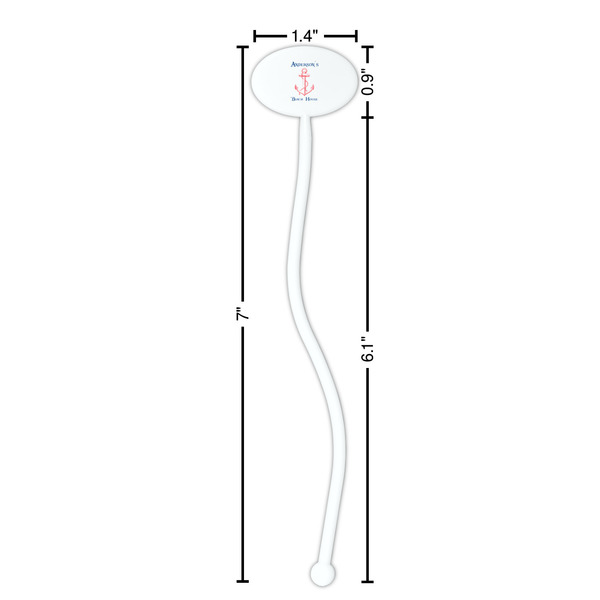 Chic Beach House White Plastic 7" Stir Stick - Oval - Dimensions