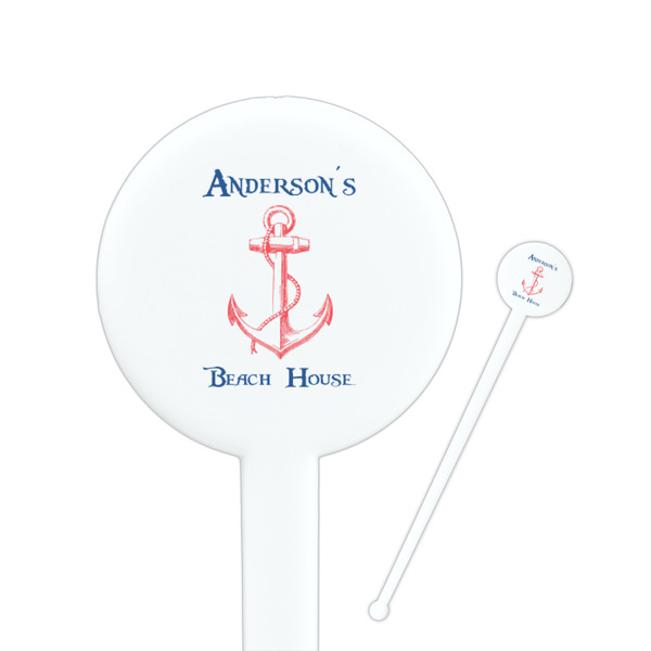 Custom Chic Beach House Round Plastic Stir Sticks