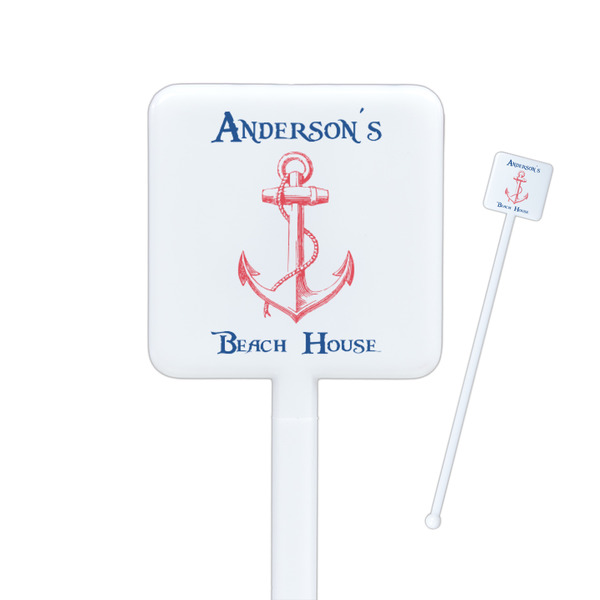 Custom Chic Beach House Square Plastic Stir Sticks