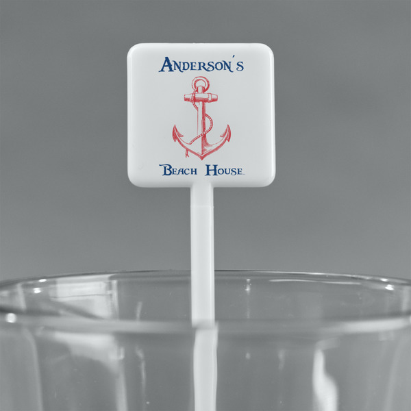 Chic Beach House White Plastic Stir Stick - Square - Main