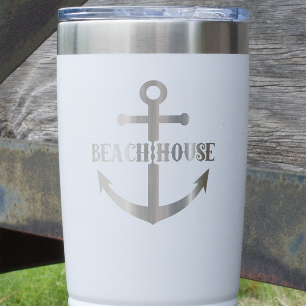 Chic Beach House White Polar Camel Tumbler - 20oz - Close Up
