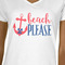 Chic Beach House White V-Neck T-Shirt on Model - CloseUp