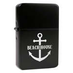 Chic Beach House Windproof Lighter - Black - Single Sided & Lid Engraved