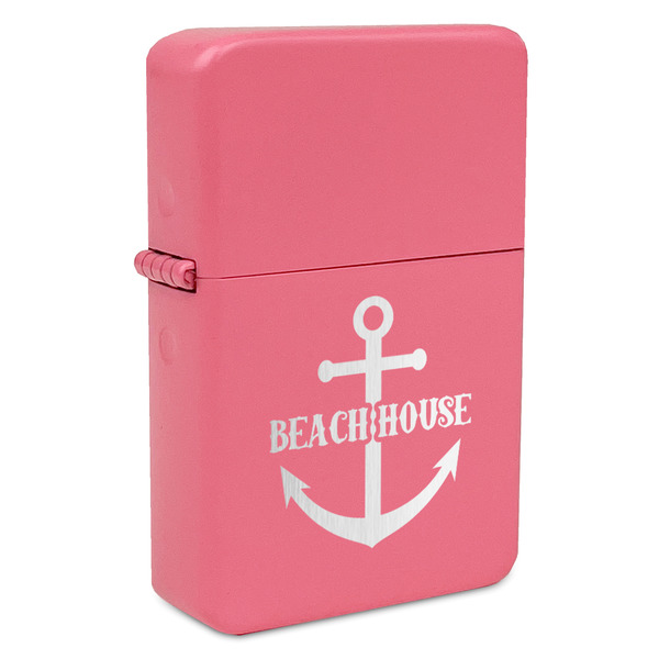 Custom Chic Beach House Windproof Lighter - Pink - Single Sided