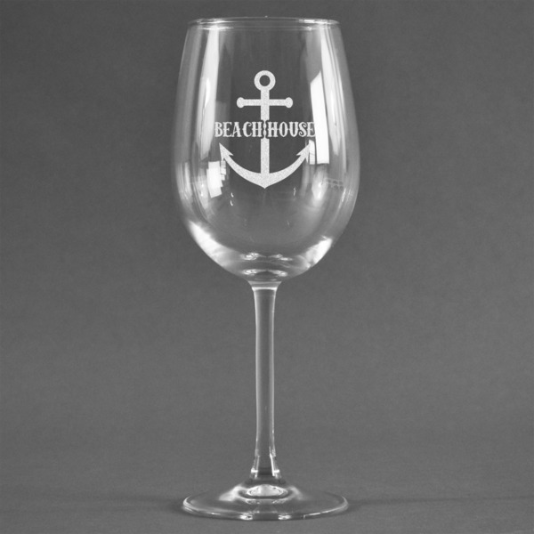 Custom Chic Beach House Wine Glass (Single)