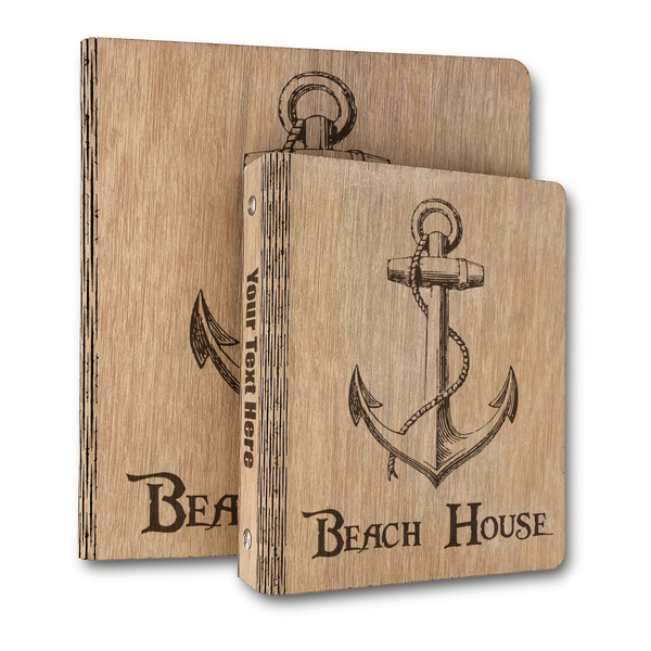Custom Chic Beach House Wood 3-Ring Binder