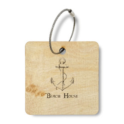 Chic Beach House Wood Luggage Tag - Square