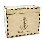 Chic Beach House Wood Recipe Box - Laser Engraved