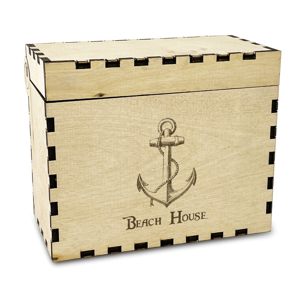 Custom Chic Beach House Wood Recipe Box - Laser Engraved
